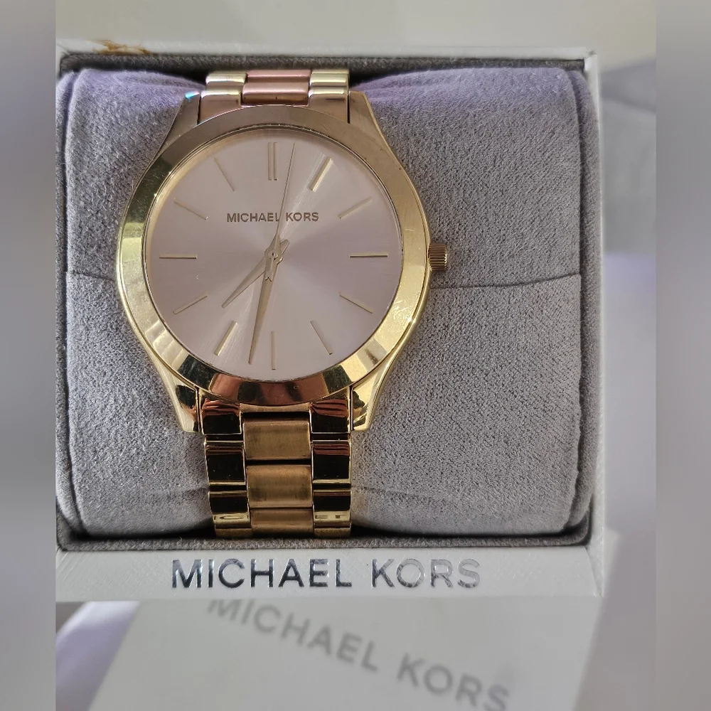 🛑SOLD🛑ichael Kors MK3493 Slim Runway Gold Tone Watch Dial Women - Picture 4 of 11